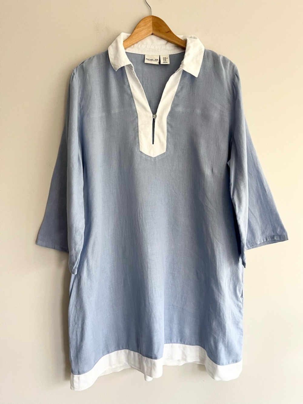 Rachel Zoe Light Blue Tunic Dress Cover Up with White Collar XL